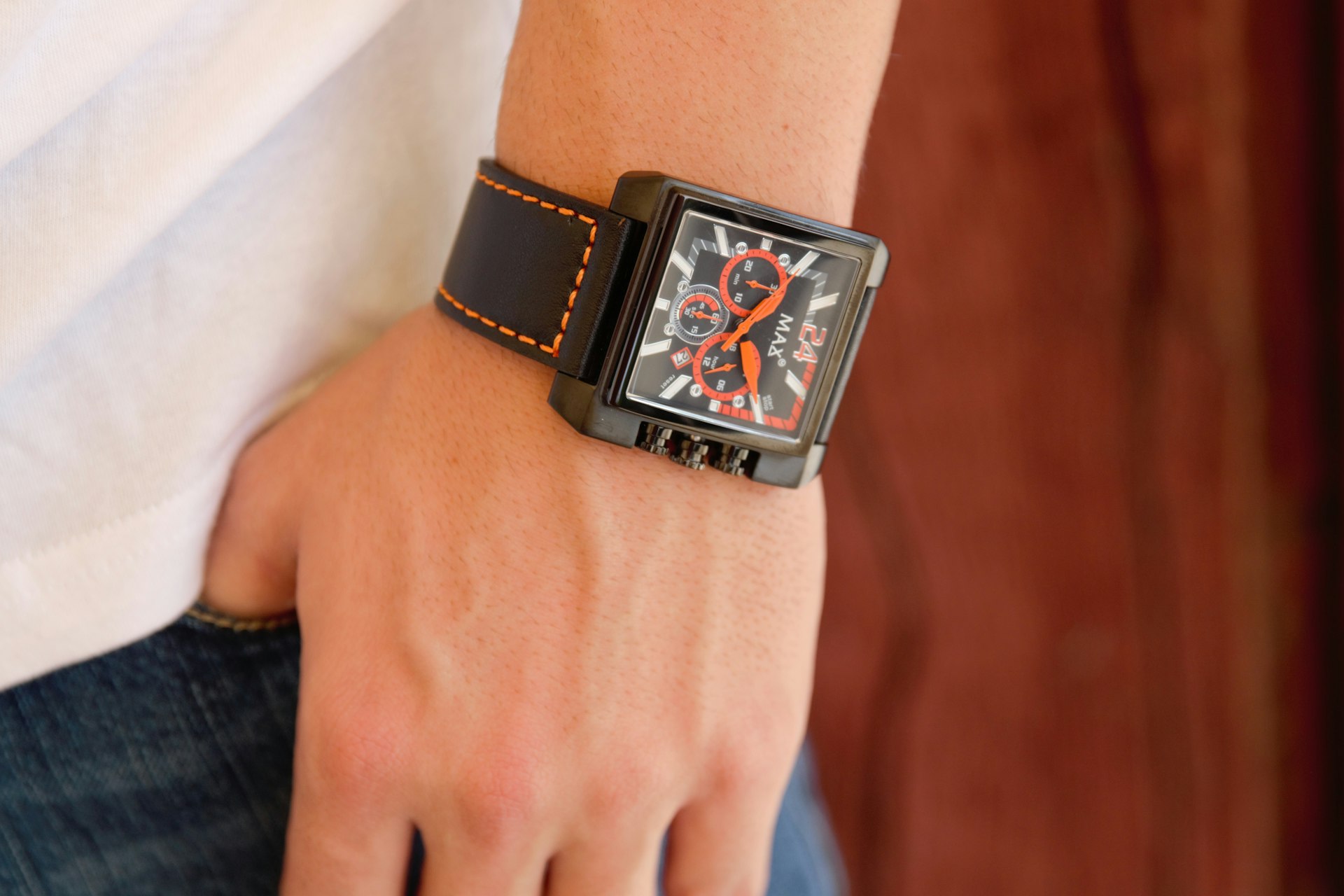 a person holding a watch